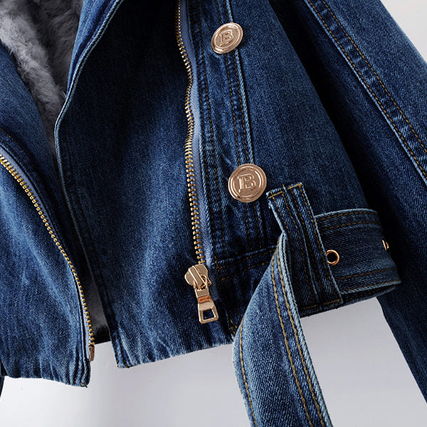 MARGA – Chaqueta vaquera con cuello de piel de zorro