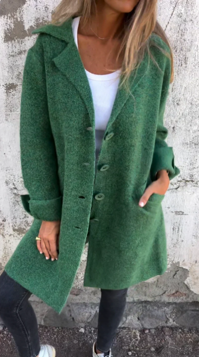 MARINA | Abrigo Informal de Lana con Solapas y Botonadura Sencilla