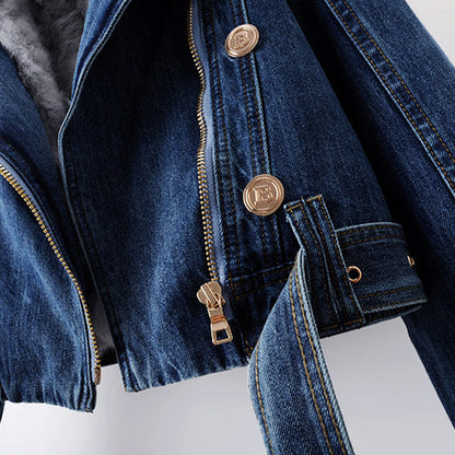 MARGA – Chaqueta vaquera con cuello de piel de zorro