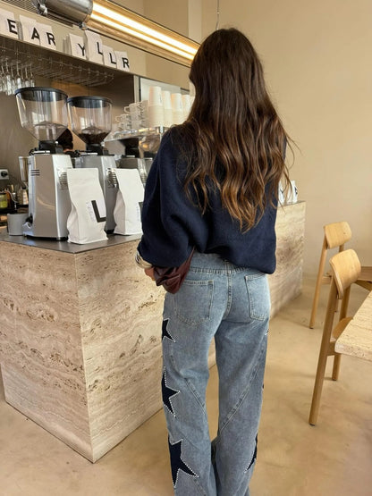 Vaqueros rectos casuales con estrellas