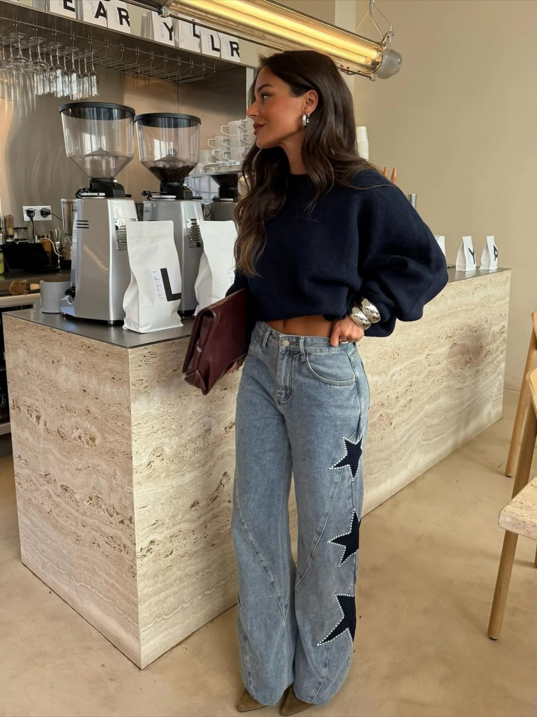 Vaqueros rectos casuales con estrellas