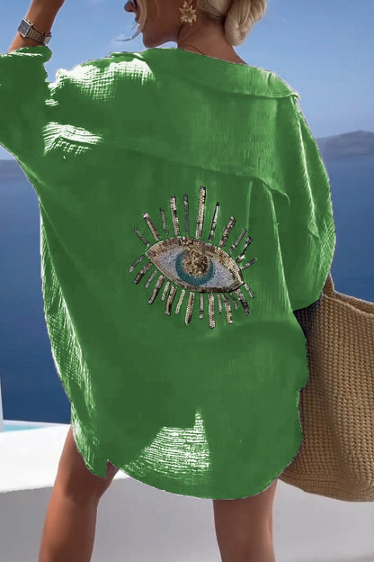 AITANA | Camisa bordada brillante con estilo